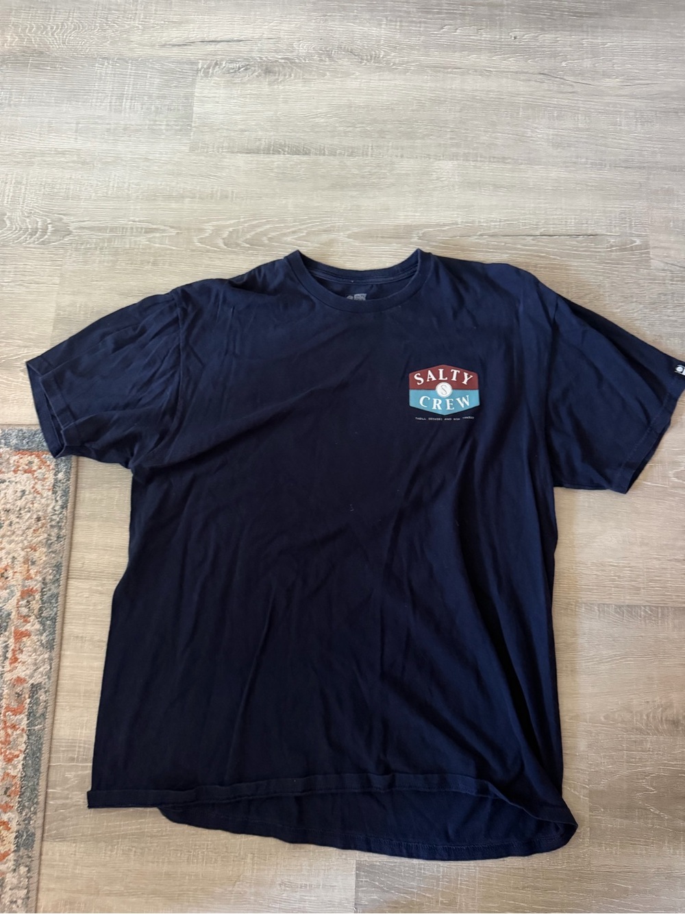 Salty Crew Navy Short-Sleeve Tee with Red & Teal Chest Logo